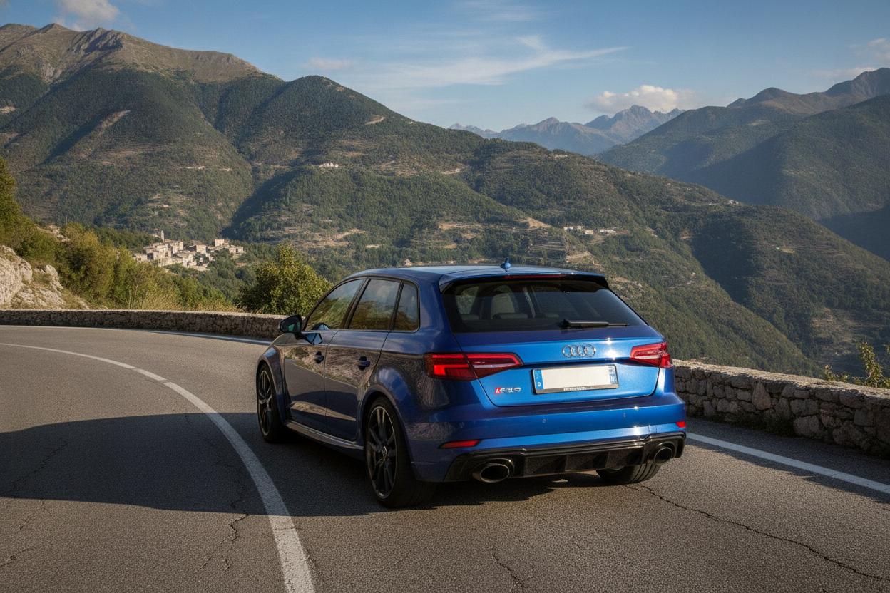 Audi RS3 Blu - Posteriore montagna