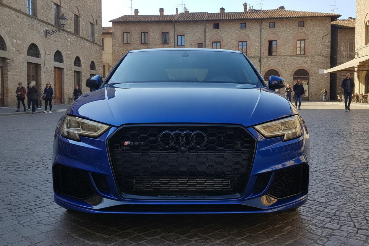 Audi RS3 Blu - Frontale piazza